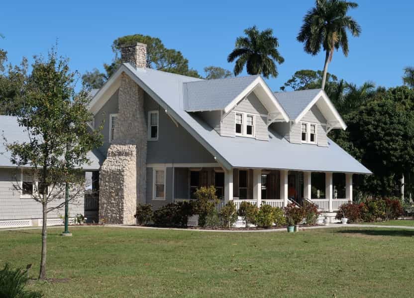 Grey House with Chimney